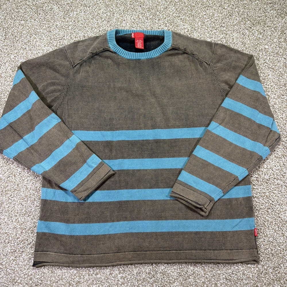 Vintage Levi's Striped Sweater Red Tab Grunge Style Size XL 90s
